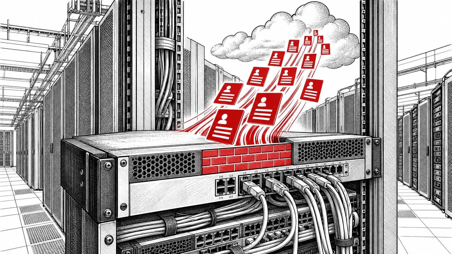 Illustration: firewall appliance network rack