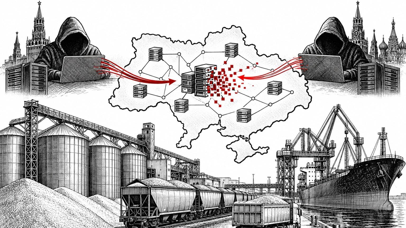 Illustration: Ukraine grain logistics cyberattack map
