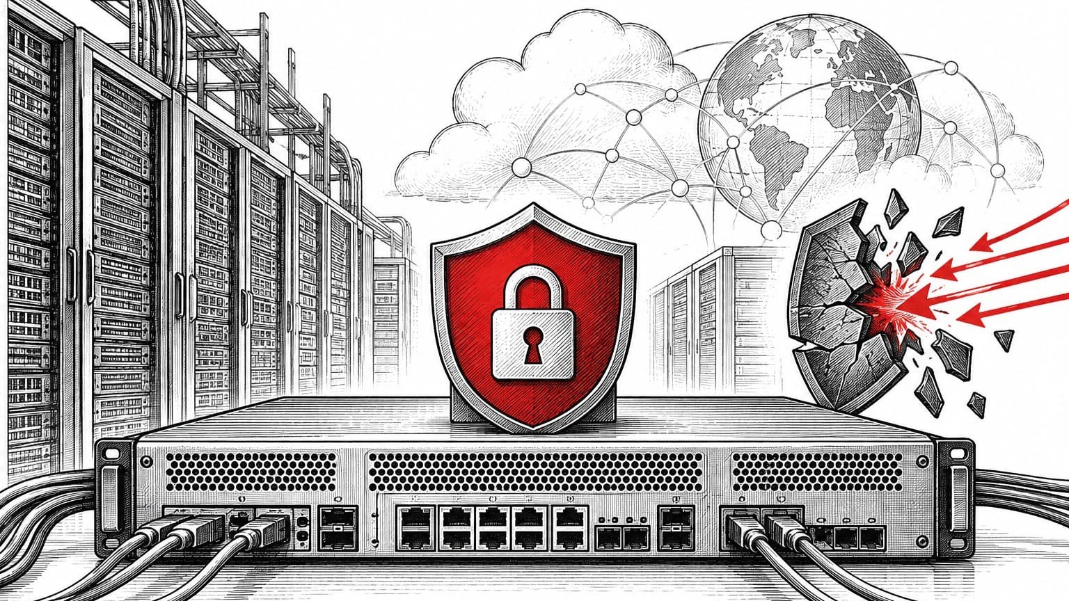 Illustration: Cisco firewall network equipment