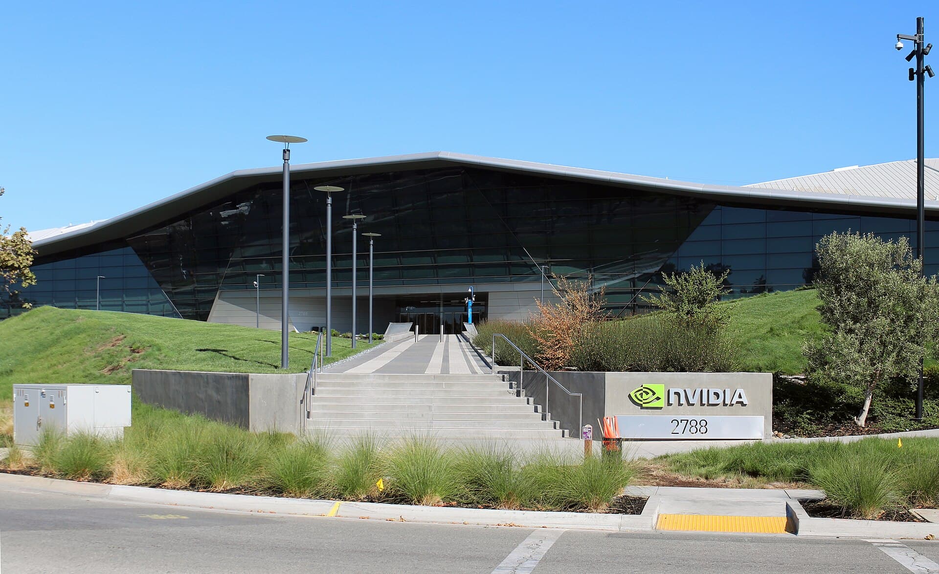 Exterior of Nvidia headquarters building in Santa Clara, California.