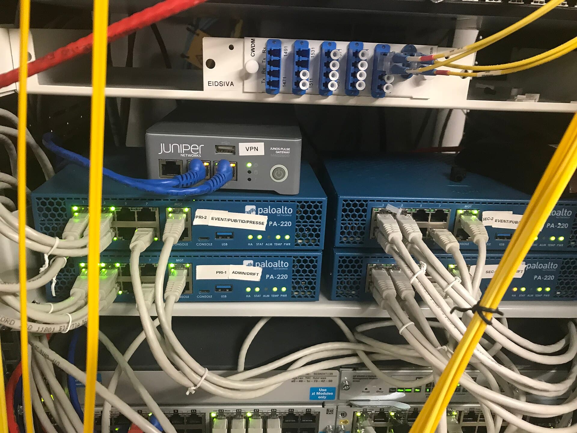 Juniper and Palo Alto networking equipment on display at The Gathering 2019