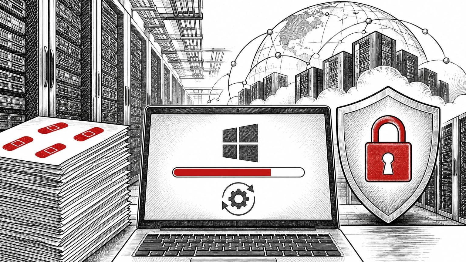 Illustration: Windows security update laptop screen