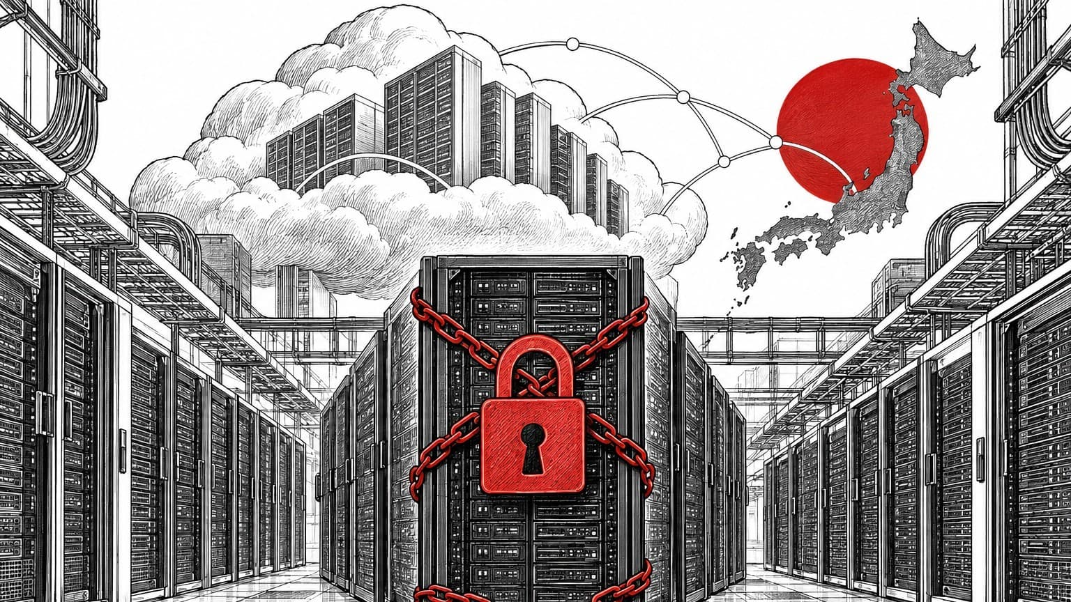 Illustration: ransomware attack Japan cloud server room