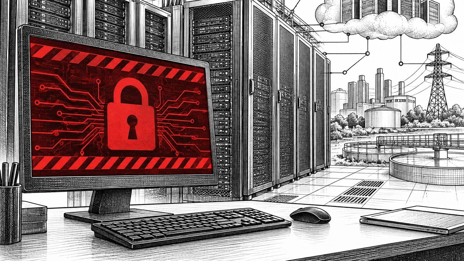 Illustration: ransomware alert on computer screen