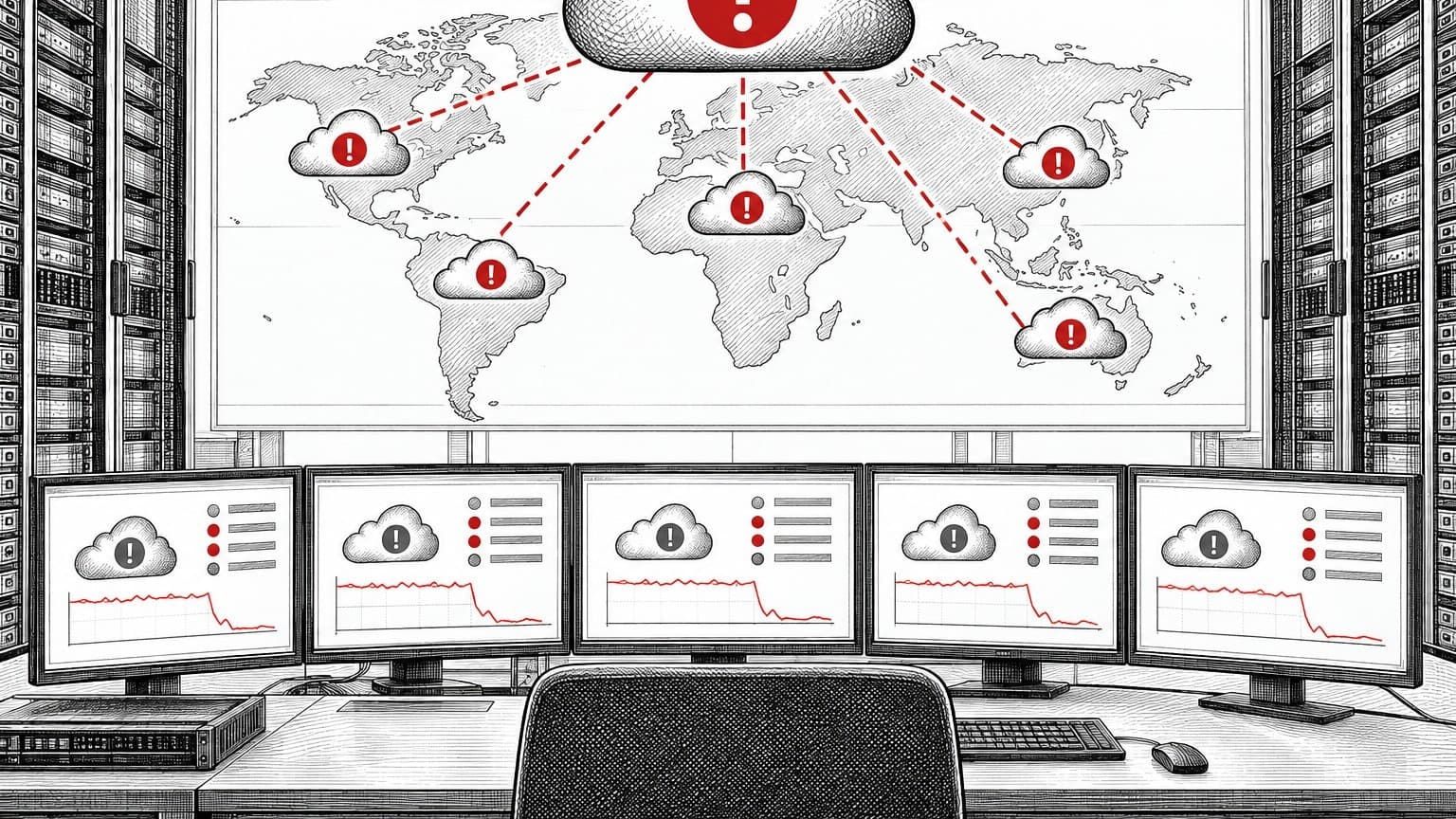 Illustration: cloud outage status dashboard