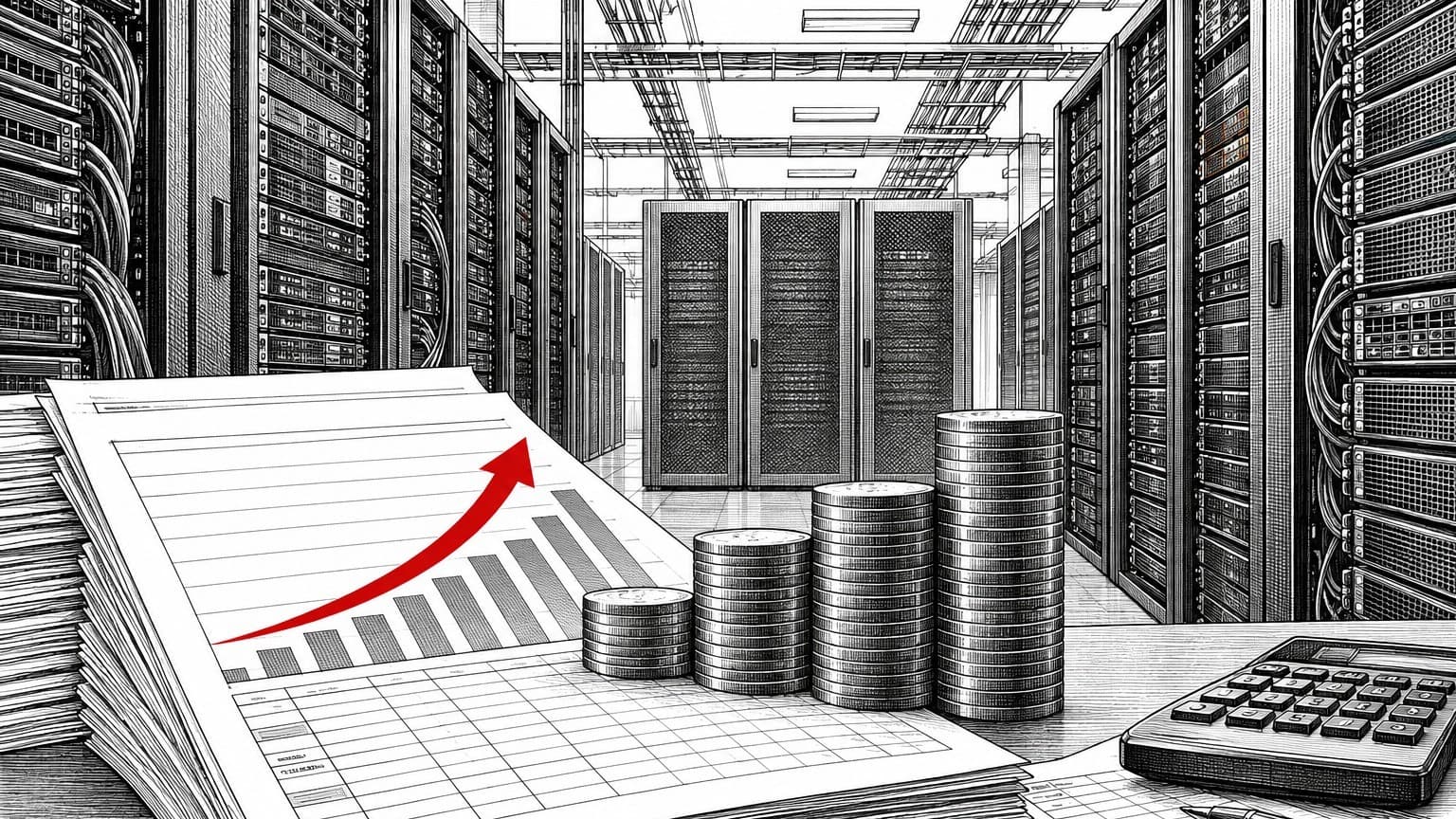Illustration: IT budget spreadsheet server room