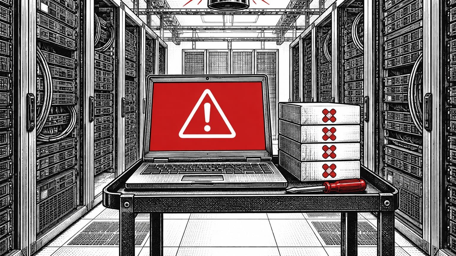 Illustration: server room emergency patch alert
